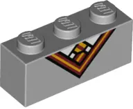 Light Bluish Gray Brick 1 x 3 with Bright Light Orange and Dark Red V-Neck Collar and Tie and White 