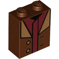 Reddish Brown Brick 1 x 2 x 2 with Inside Stud Holder with Coat with Two Buttons and Dark Red Shirt 