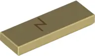 Tan Tile 1 x 3 with Dark Orange Zigzag / Lightning Bolt Scar Pattern (BrickHeadz Harry Potter Forehe