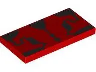 Red Tile 2 x 4 with Black Markings Pattern (BrickHeadz Darth Maul Forehead)
