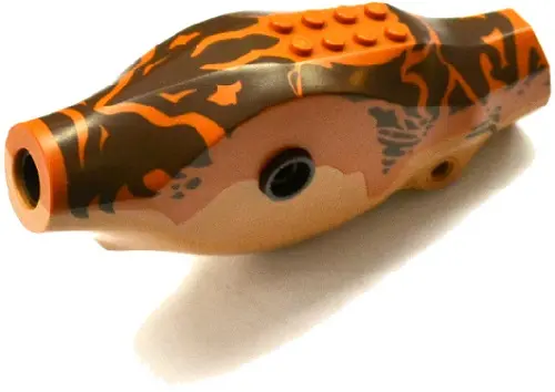 Medium Nougat Dinosaur Body Tyrannosaurus rex with Dark Orange Top with Dark Brown Stripes Pattern