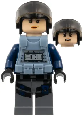 ACU Trooper - Female, Black Aviator Cap with Trans-Brown Visor, Light Nougat Head, Sand Blue Body Ar