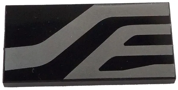 Black Tile 2 x 4 with Silver Markings Pattern Model Right Side (SW Kylo Ren Helmet)