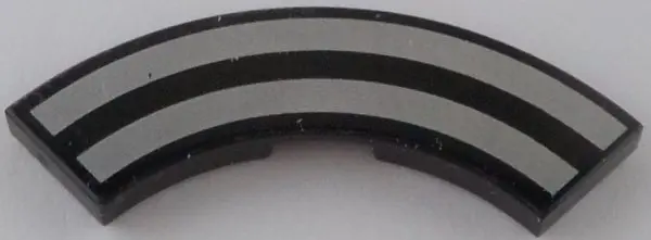 Black Tile, Round Corner 3 x 3 Macaroni with Silver Curved Stripes Pattern
