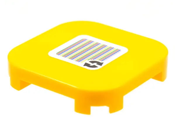 Bright Light Orange Tile, Modified 4 x 4 with Rounded Corners and 4 Feet with Super Mario Scanner Co