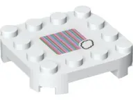 White Plate, Modified 4 x 4 with Rounded Corners and 4 Feet with Super Mario Scanner Code Cloud Patt