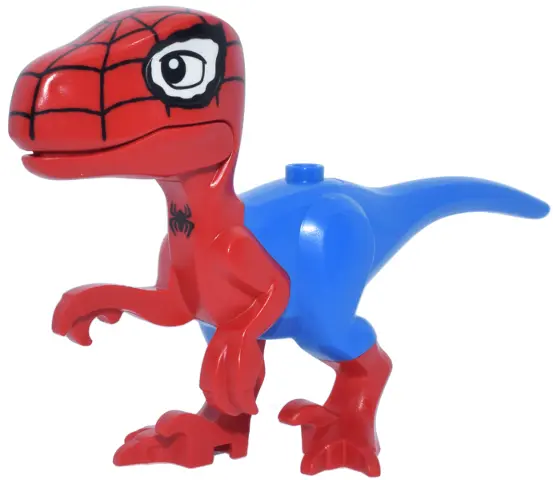 Red Dinosaur Raptor / Velociraptor with Molded Blue Pants and Tail and White Eye Patches and Printed