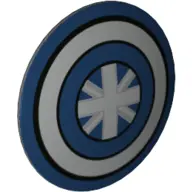 Dark Bluish Gray Minifigure, Shield Circular / Round Convex Face with Dark Blue and Silver Rings and
