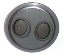 Dark Bluish Gray Minifigure, Shield Circular / Round Convex Face with Silver Ovals Pattern