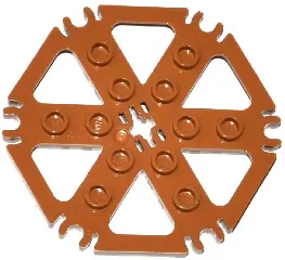 Medium Nougat Technic, Plate Rotor 6 Blade with Clip Ends Connected (Water Wheel) - Hollow Studs