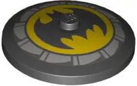 Black Dish 4 x 4 Inverted (Radar) with Solid Stud with Batman Logo and Light Bluish Gray Fan Blades 