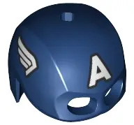 Dark Blue Minifigure, Headgear Helmet Mask, Hole on Top with White Letter A and Wings on Sides, Blac