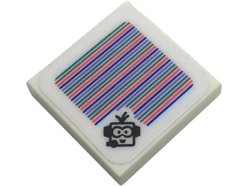 White Tile 2 x 2 with Super Mario Scanner Code Lakitu with Headset Pattern (Sticker) - Set 72036
