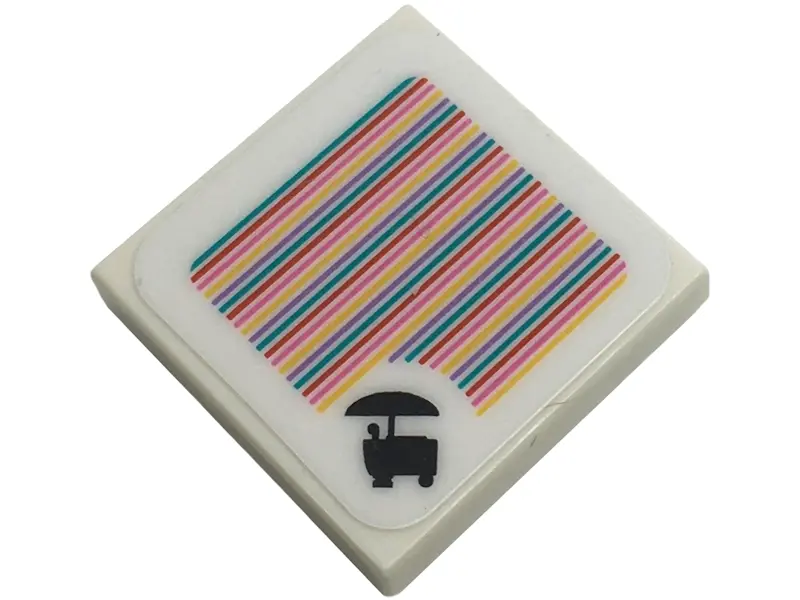 White Tile 2 x 2 with Super Mario Scanner Code Sweets Wagon Pattern (Sticker) - Set 72036