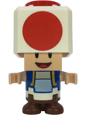 Toad - Happy, Open Mouth, Black Hinge Top Plate, Light Bluish Gray Hinge Brick and Tan 2 x 2 Plate
