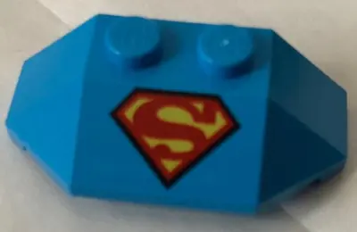 Dark Azure Wedge 2 x 4 Triple with Superman 'S' Logo Reverse Pattern