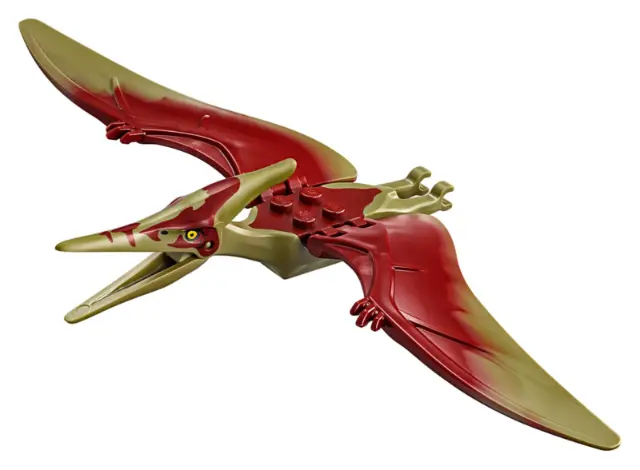 Olive Green Dinosaur Pteranodon with 4 Studs with Dark Red Back and Small Oval Nostrils
