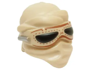 Tan Minifigure, Headgear Layered Fabric Mask with Goggles with Black Lenses and Silver Bar Pattern