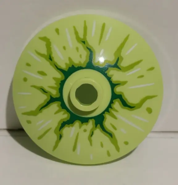 Yellowish Green Dish 3 x 3 Inverted (Radar) with Cracks Dark Green and Lime Pattern
