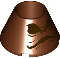 Brown Cone 4 x 4 x 2 Hollow No Studs with Dark Brown Eyes and Mouth Pattern (HP Sorting Hat Face)