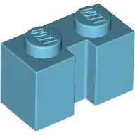 Medium Azure Brick, Modified 1 x 2 with Channel