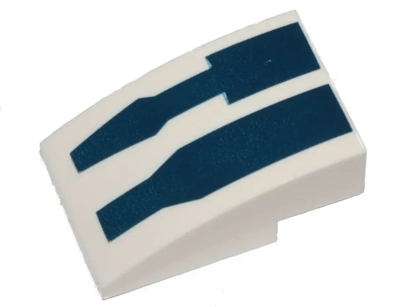 White Slope, Curved 3 x 2 with SW R2-D2 Dark Blue Stripes Pattern