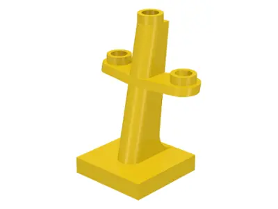 Yellow Boat, Mast 2 x 2 x 3 Inclined with Stud on Top and Two Sides