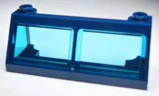 Dark Blue Windscreen 2 x 6 x 2 Train with Fixed Trans-Light Blue Glass