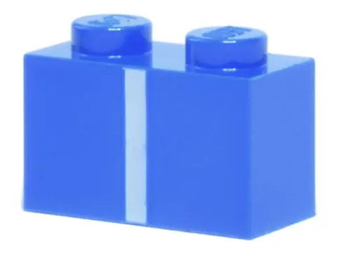 Blue Brick 1 x 2 with White Vertical Stripe Pattern