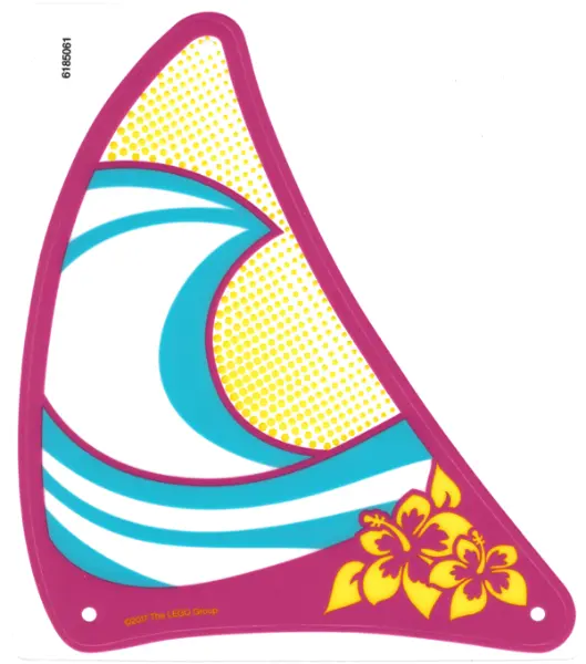 Trans-Clear Plastic Triangle 23 x 26 Sail with Magenta Border, White and Medium Azure Wavy Stripes a