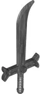 Dark Gray Minifigure, Weapon Sword, Yoru with Ribbed Handle, Ornate Hilt and Small Pin Hole