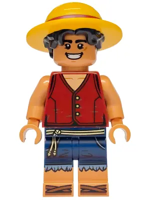 D. Luffy - Hair Combo, Straw Hat with Black Hair, Open Mouth Smile / Angry