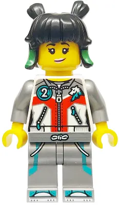 Mei - White Jacket with Zippers, Flat Silver Legs