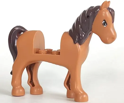 Medium Nougat Horse, Friends Style with 2 x 2 Cutout with Dark Tan Eyes, Dark Brown Mane and Tail Pa