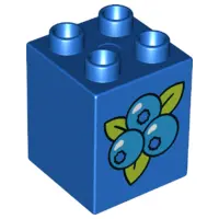 Blue Duplo, Brick 2 x 2 x 2 with Blueberries Pattern