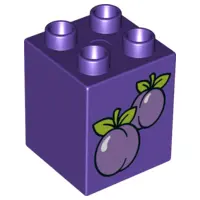 Dark Purple Duplo, Brick 2 x 2 x 2 with Plums Pattern