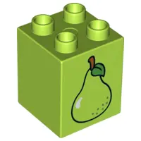 Lime Duplo, Brick 2 x 2 x 2 with Pear Pattern