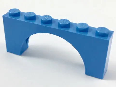 Medium Blue Arch 1 x 6 x 2 - Medium Thick Top without Reinforced Underside