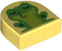 Bright Light Yellow Tile, Round 1 x 1 Half Circle Extended with Green Kissing Frog with Lime Stomach