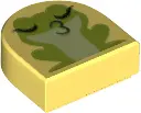 Bright Light Yellow Tile, Round 1 x 1 Half Circle Extended with Lime Kissing Frog with Yellowish Gre