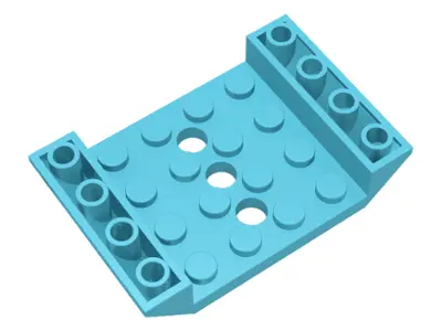 Medium Azure Slope, Inverted 45 6 x 4 Double with 4 x 4 Cutout and 3 Holes