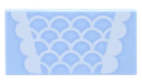 Bright Light Blue Tile 2 x 4 with Dress with White Scallops and Trim Pattern