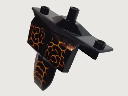 Black Large Figure Torso Armor Shoulder Studs with Bright Light Orange and Dark Red Cracks Pattern (