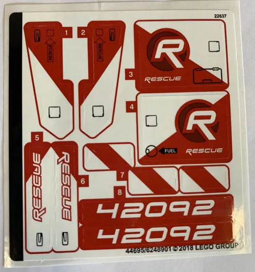 Sticker Sheet for Set 42092 - (44695/6248901)