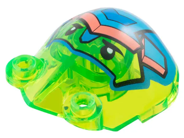 Trans-Bright Green Large Figure Armor, Shoulder with 2 Hollow Studs with Z-Blob Face with Black Eyes