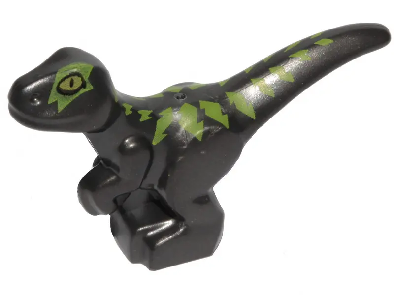 Pearl Dark Gray Dinosaur Baby Standing with Lime Markings and Yellow Eyes Pattern