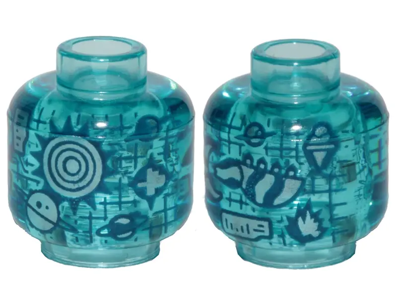 Trans-Light Blue Minifigure, Head without Face with Systar System Stellar Map Pattern