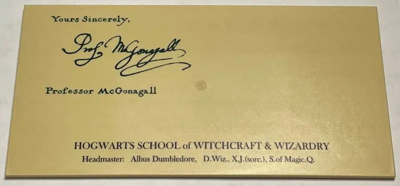 Tan Tile 8 x 16 with Bottom Tubes, Textured Surface with 'Yours Sincerely, Professor McGonagall' Sig