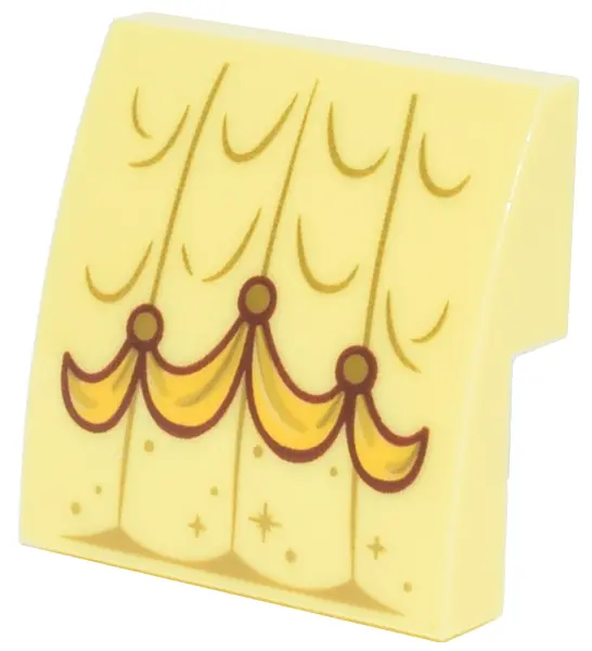 Bright Light Yellow Slope, Curved 2 x 2 x 2/3 with Dress with Gold Pleats and Sparkles, Reddish Brow