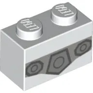 White Brick 1 x 2 with Dark Bluish Gray Belt Buckle Pattern